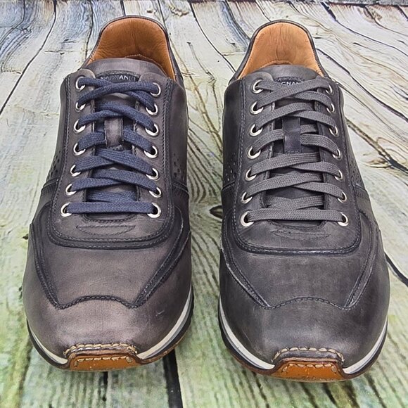 Magnanni Cristian Sneakers Men\'s 9 M Gray Leather Lace-Up Shoes 15745 Casual main image 5